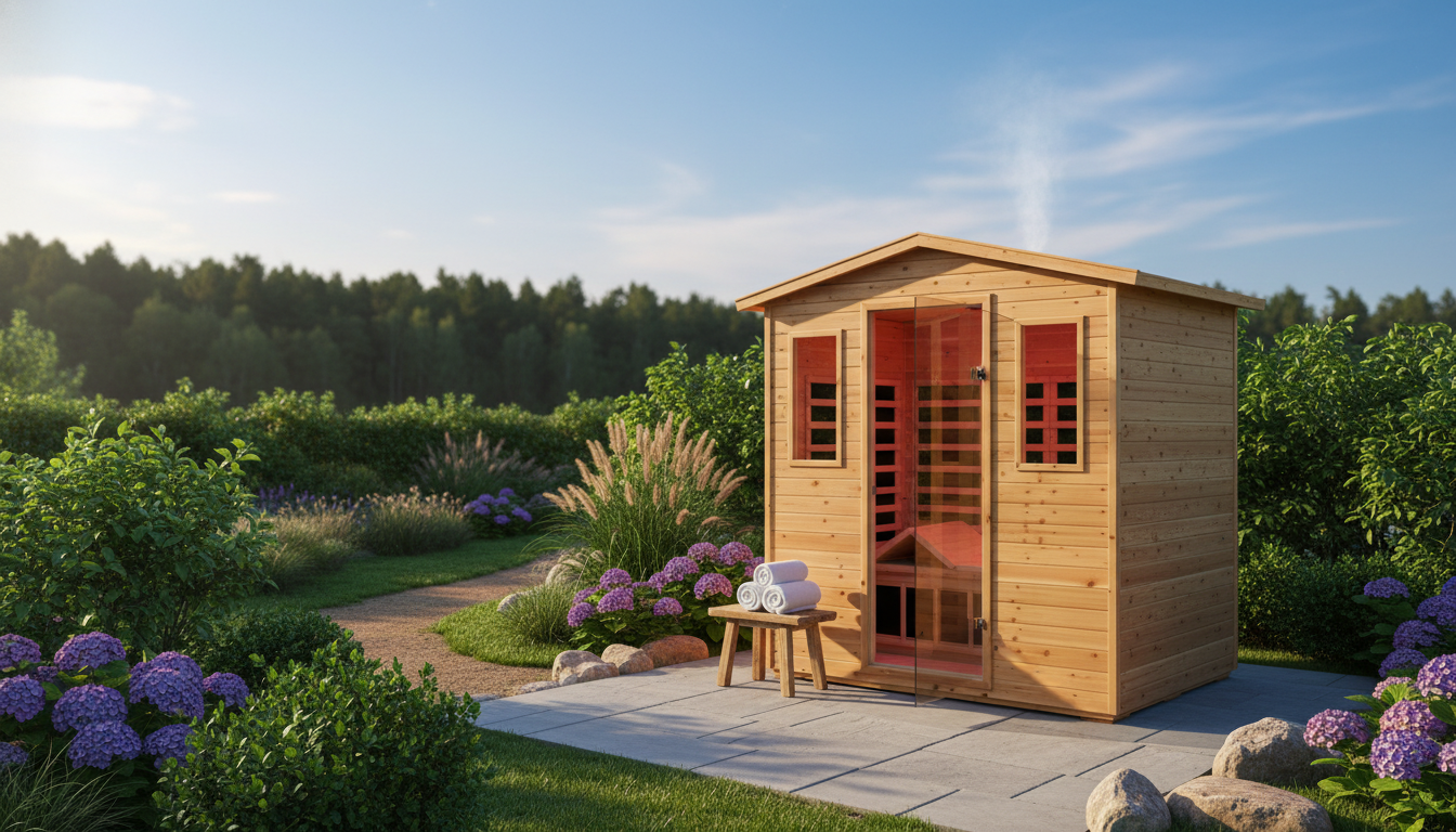 Outdoor 3-Person Infrared Sauna + Red Light, Foldable Seat