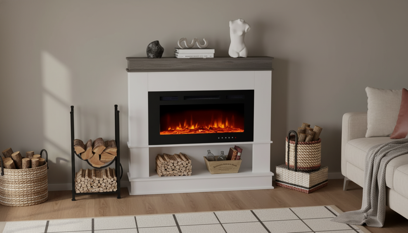 40-Inch Mantel Electric Fireplace: Heater + 12 Flames