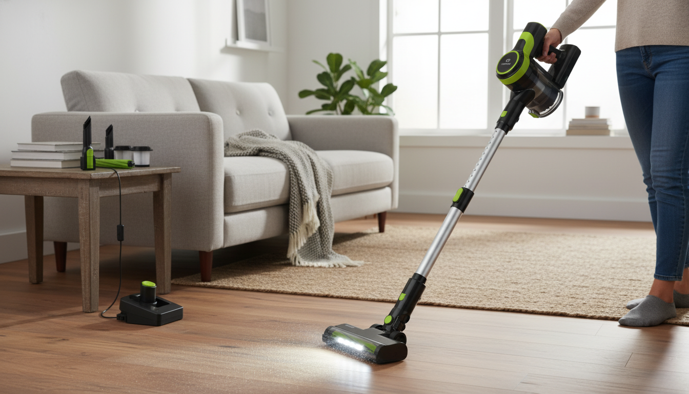 6-in-1 Cordless Stick Vacuum with LED Light & Strong Suction