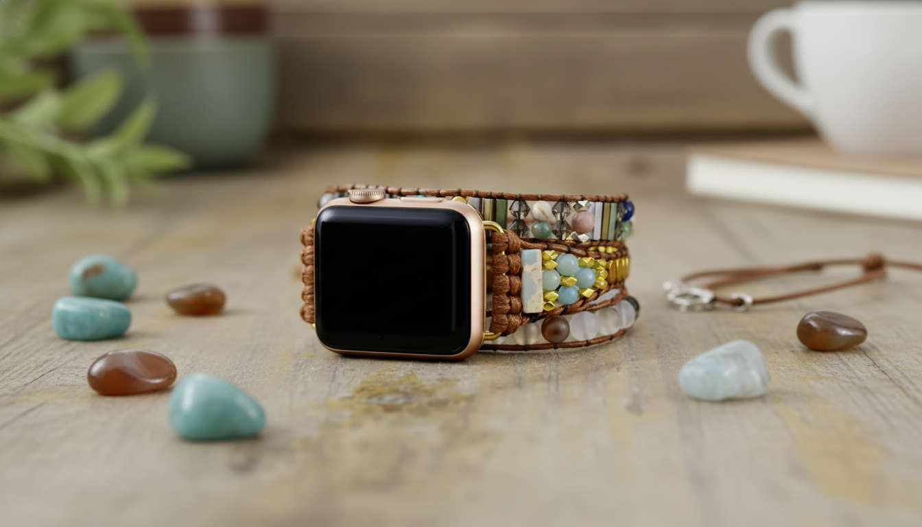 Agate Beaded Apple Watch Bracelet Band (38–45mm Fit)