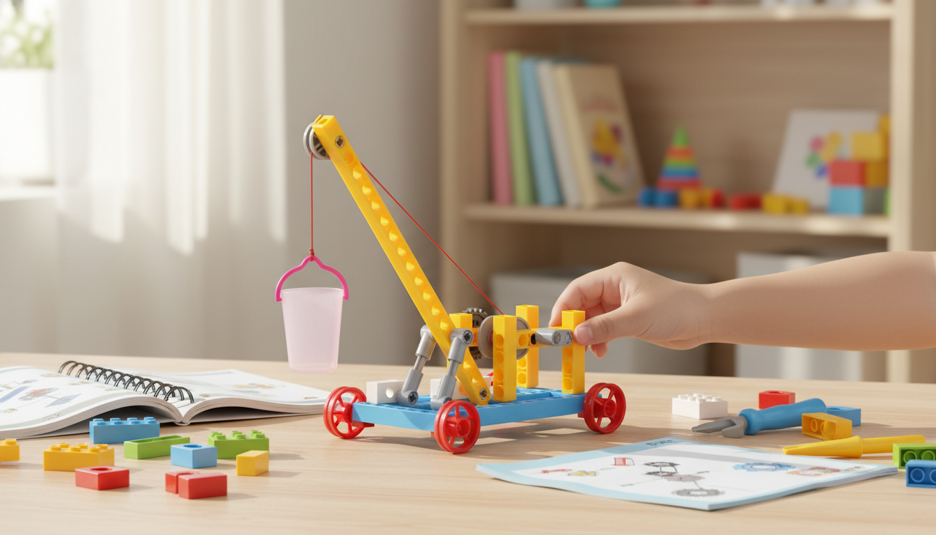 Buildable STEM Crane Toy: Kids Engineering Vehicle