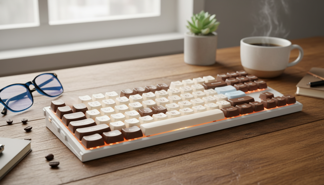 Chocolate Jelly Cat Foggy Keycaps: Soft RGB Glow