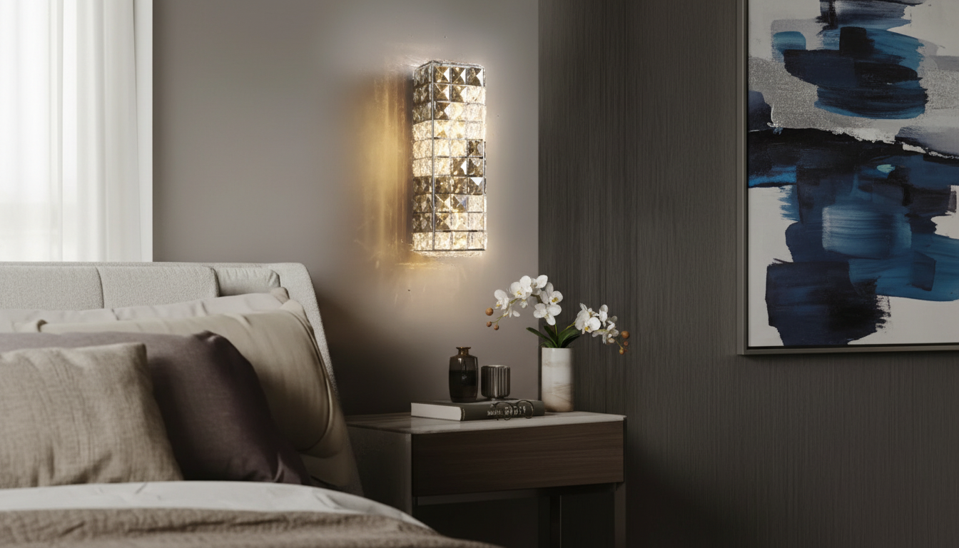 Chrome Crystal LED Wall Lamp: Modern Glam Sconce