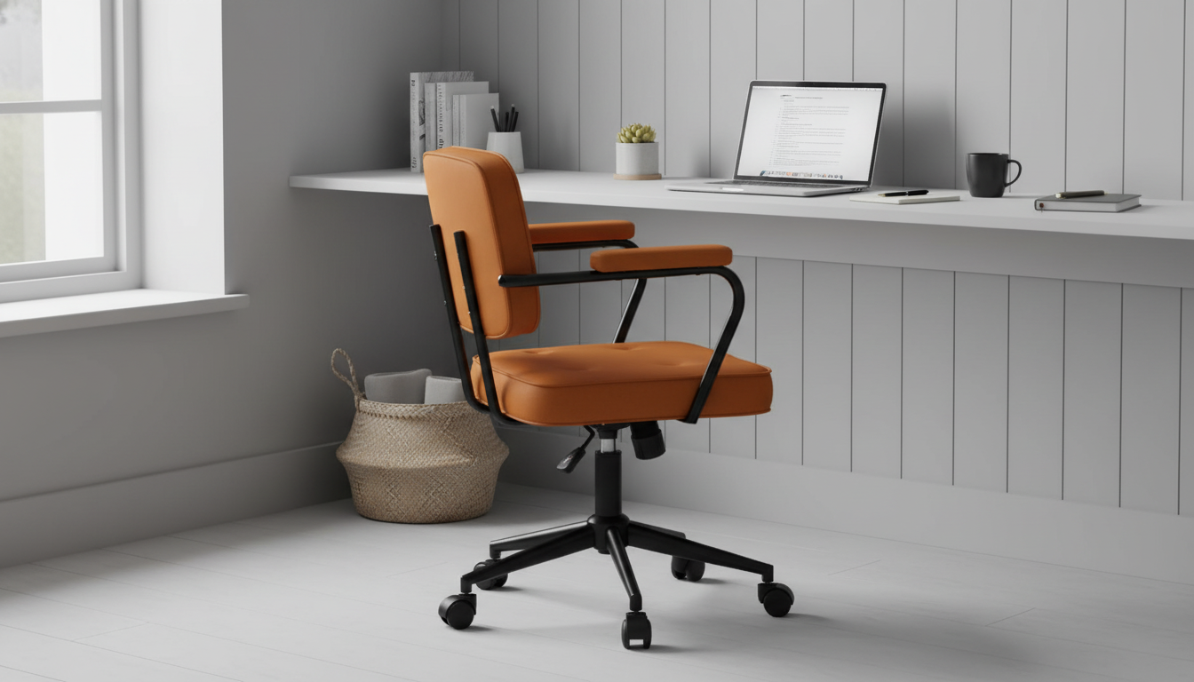 Compact Swivel Chair with Armrests for Small Desks