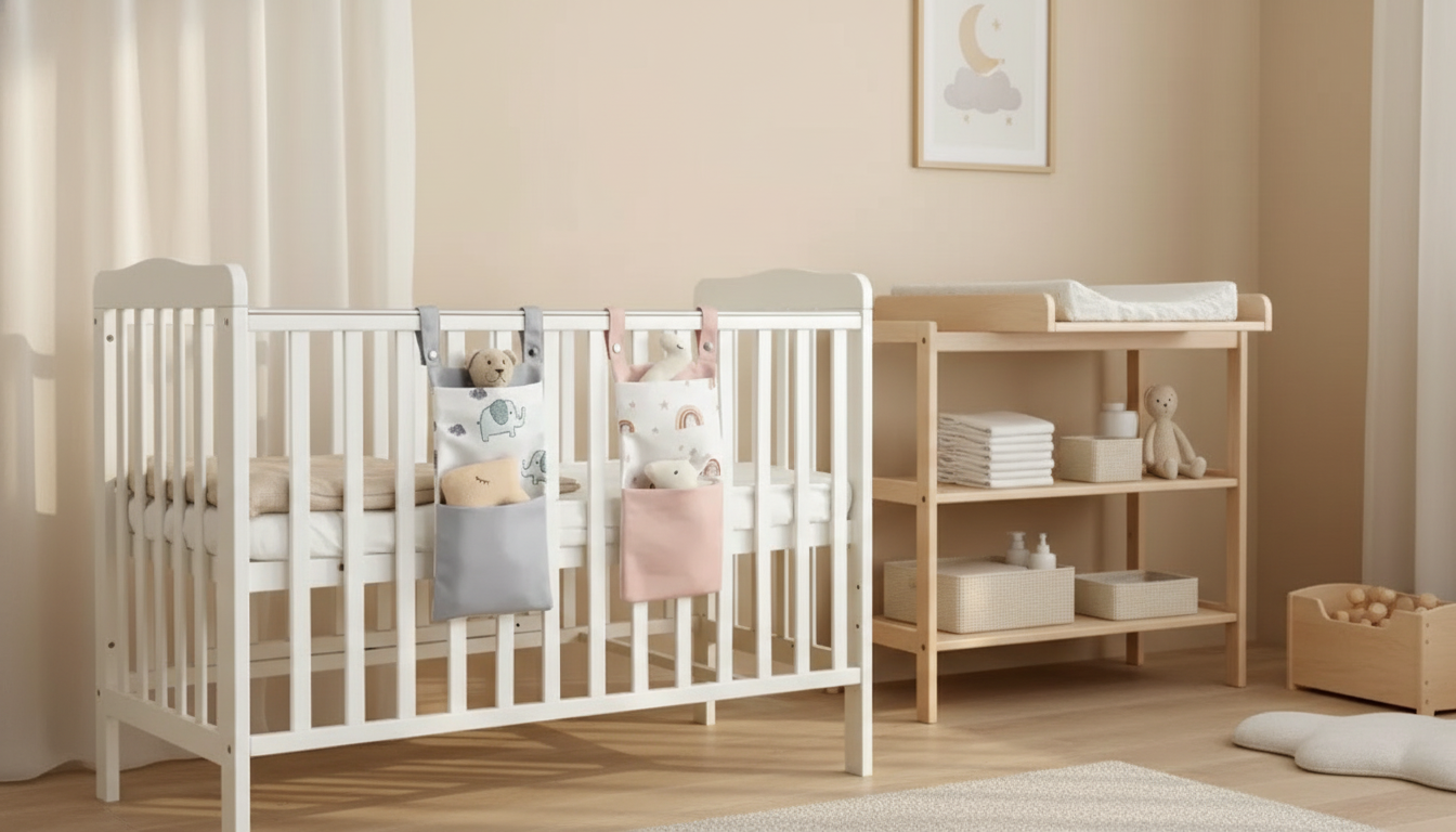 Cotton Crib Hanging Storage Bag for Diapers & Nursery