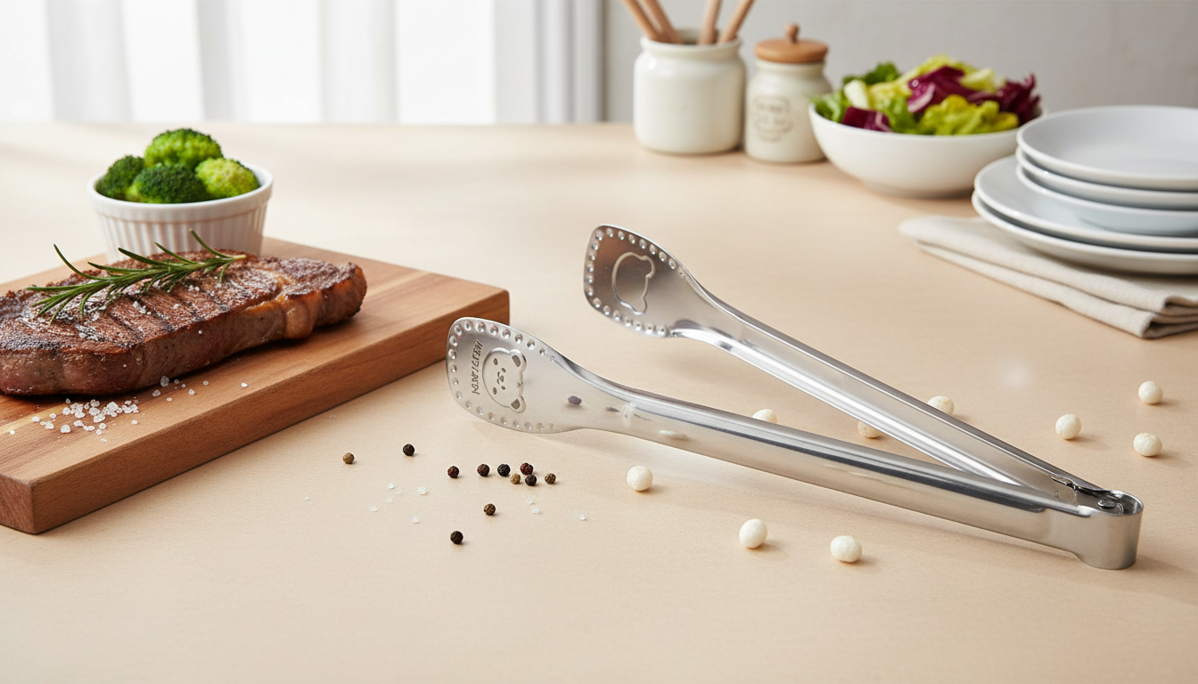 Cute Bear Tongs: Anti-Slip Stainless Steel Grip