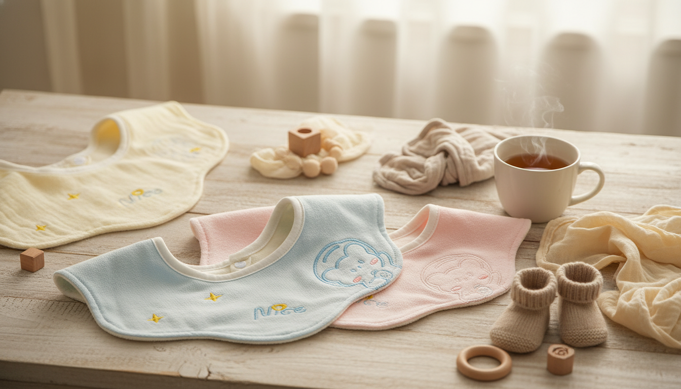 Double-Sided Korean Cotton Bibs for Heavy Drool Days
