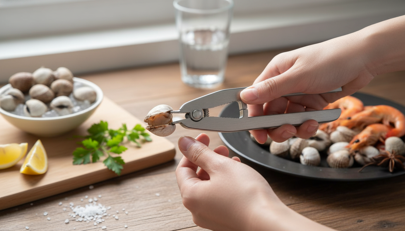 Easy-Grip Stainless Clam Pliers for Safer Shell Opening
