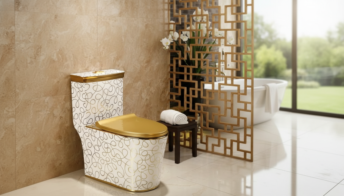 Golden One-Piece Toilet: Cyclone Flush S-Trap Luxury