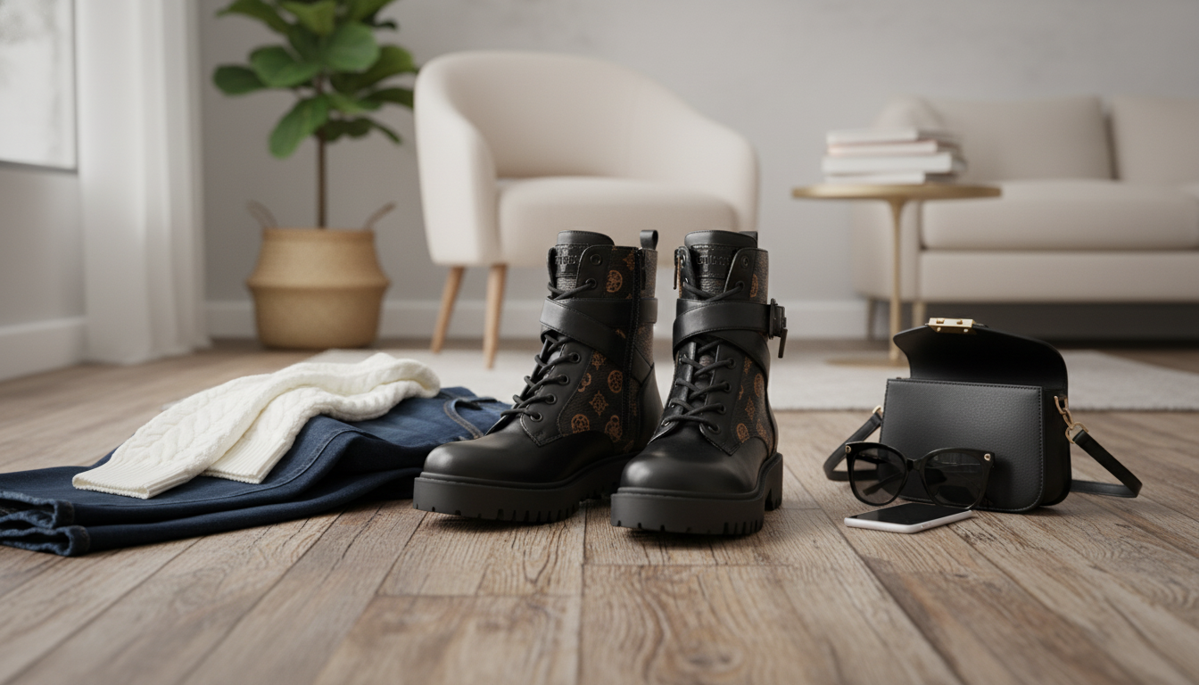 Guess Black Printed Ankle Boots: Day-to-Night Style