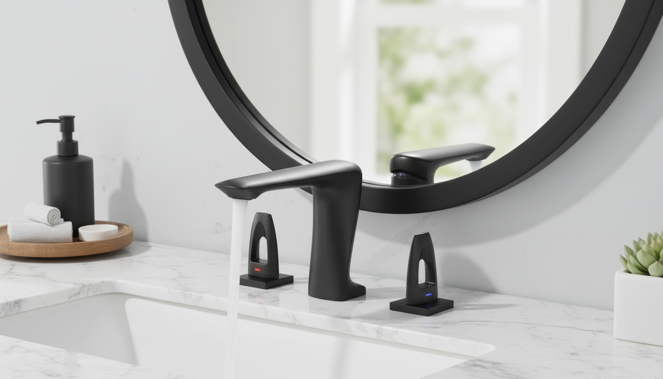 Matte Black 8-Inch Widespread Faucet: Dual-Handle Mix