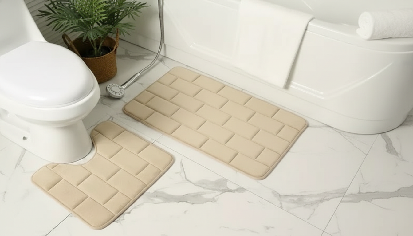 Memory Foam Bathroom Rug Set: Soft, Absorbent, Non-Slip