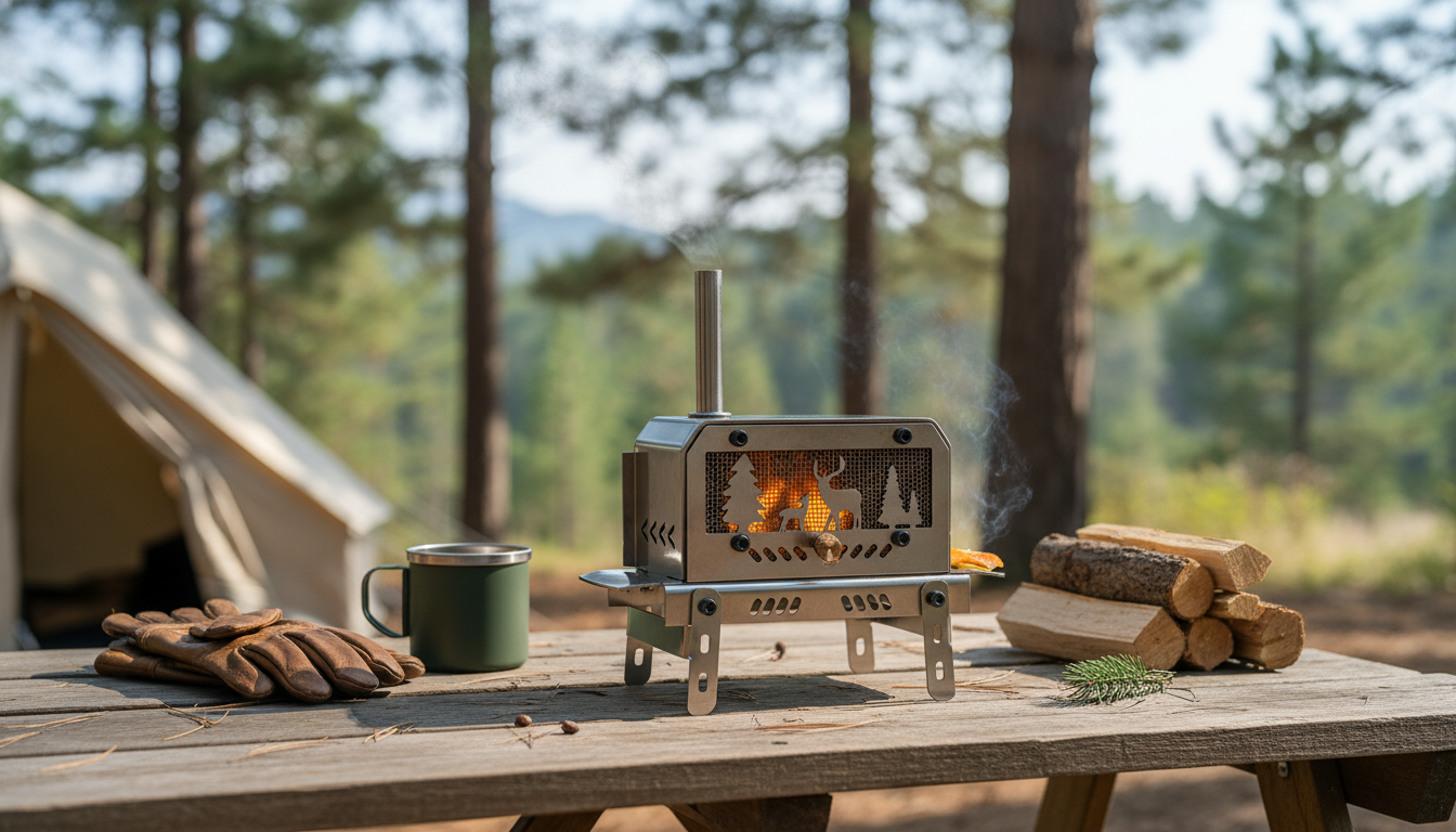 Mini Stainless Firewood Stove: Chimney + Aroma Holder