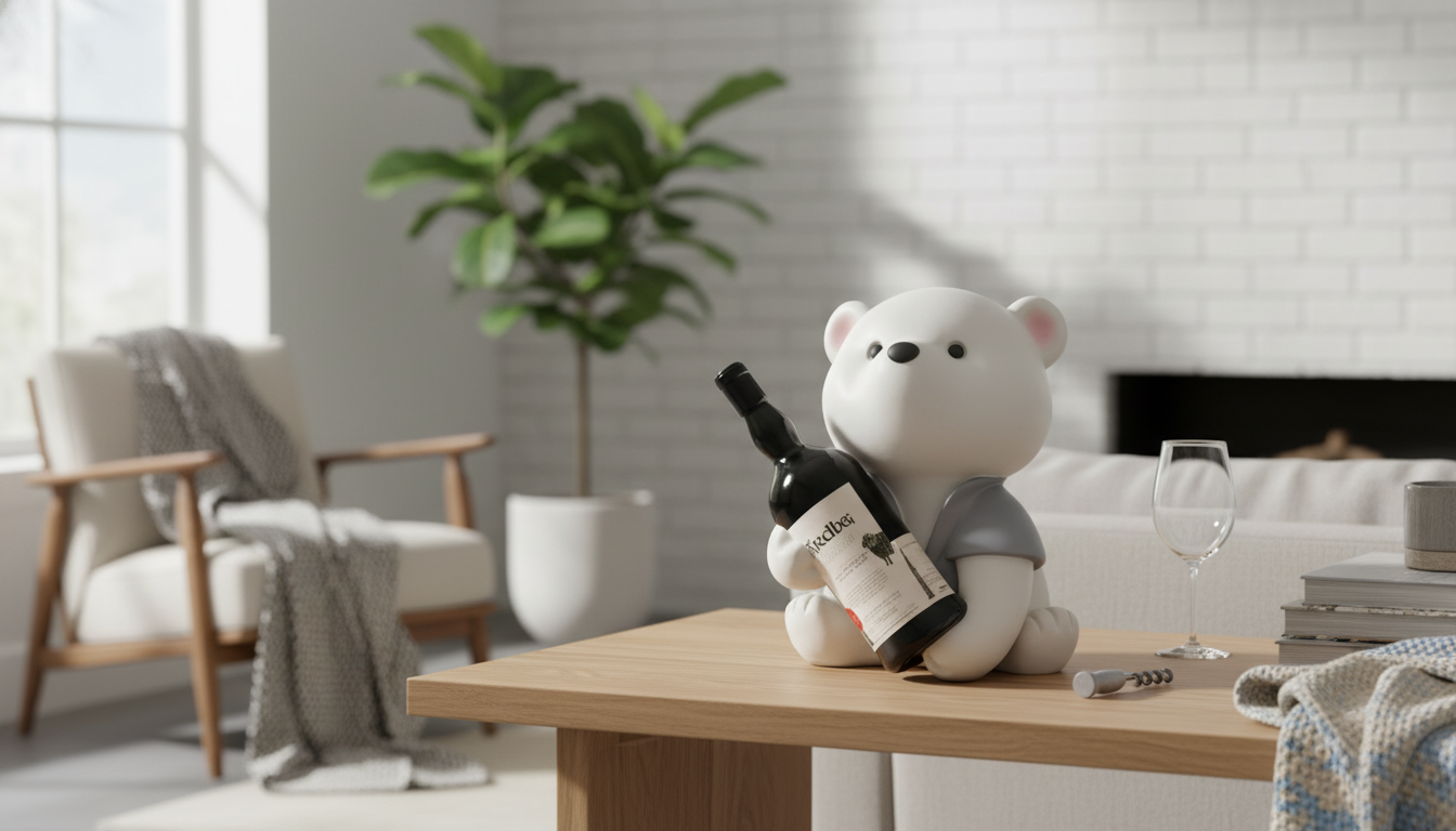 Nordic Bear Wine Rack: Sculptural One-Bottle Display