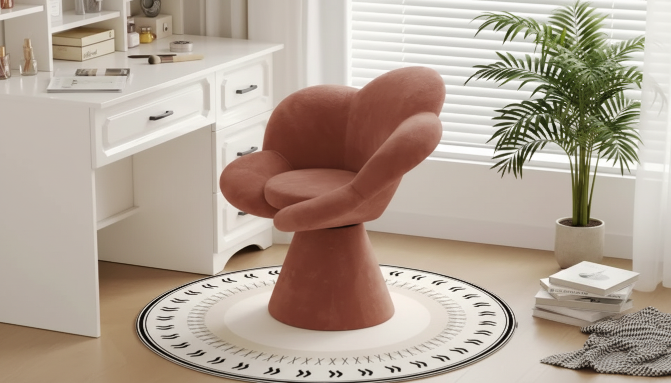 Nordic Petal Velvet Swivel Chair: Style, Care, Fit