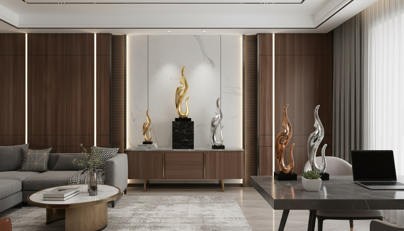 Plated Resin Abstract Statues: Style Living Rooms & Desks