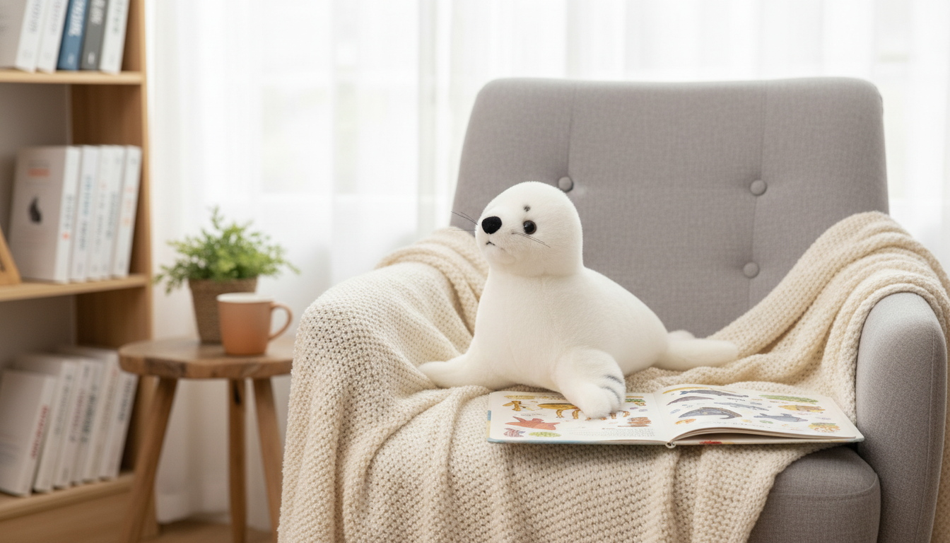 Pure White Seal Plush: Lifelike Soft Sea Cuddle Toy