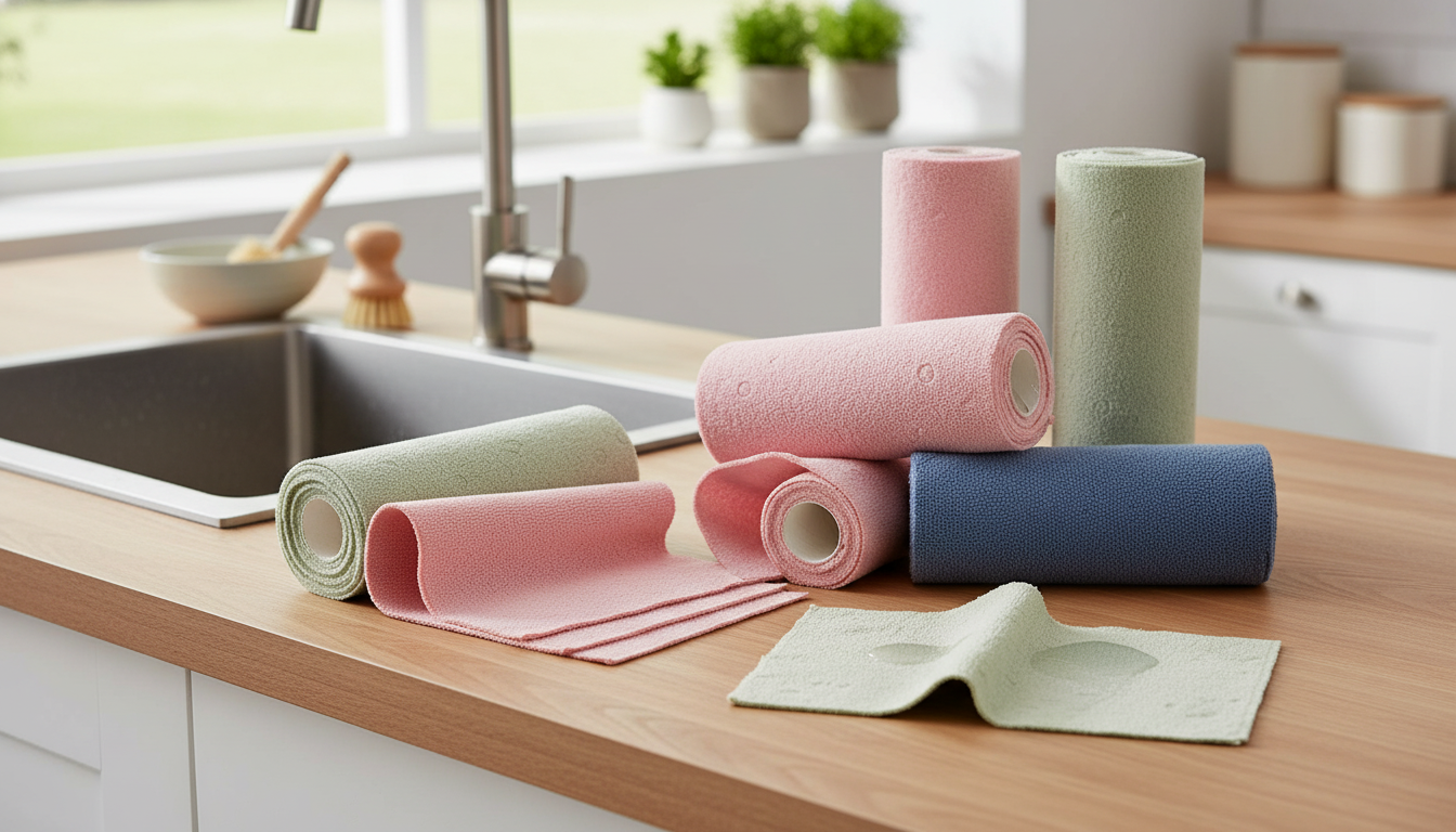 Reusable Cleaning Rags Roll: 20 Tear-Off Washable Wipes