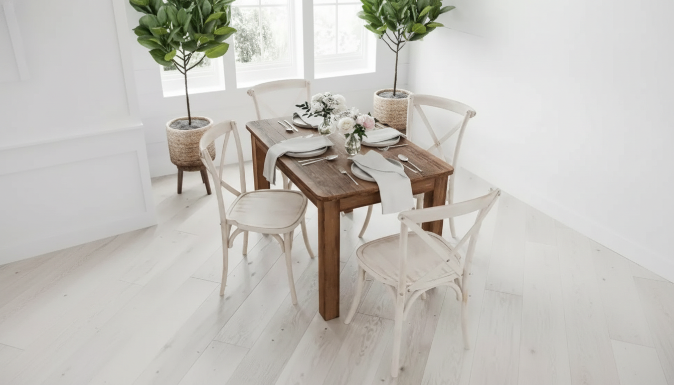 46x30 Rustic Farmhouse Solid Wood Dining Table (Seats 4)