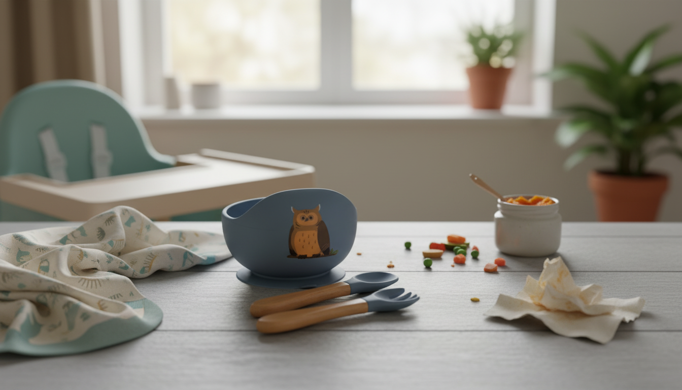 Silicone Suction Baby Bowl Set: Bowl, Spoon & Fork