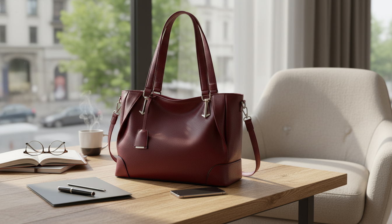 Burgundy Leather Tote: Spacious & Dual-Use Straps