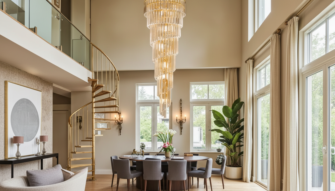 Spiral Crystal Chandelier: 3-Color LED for Dining & Foyer