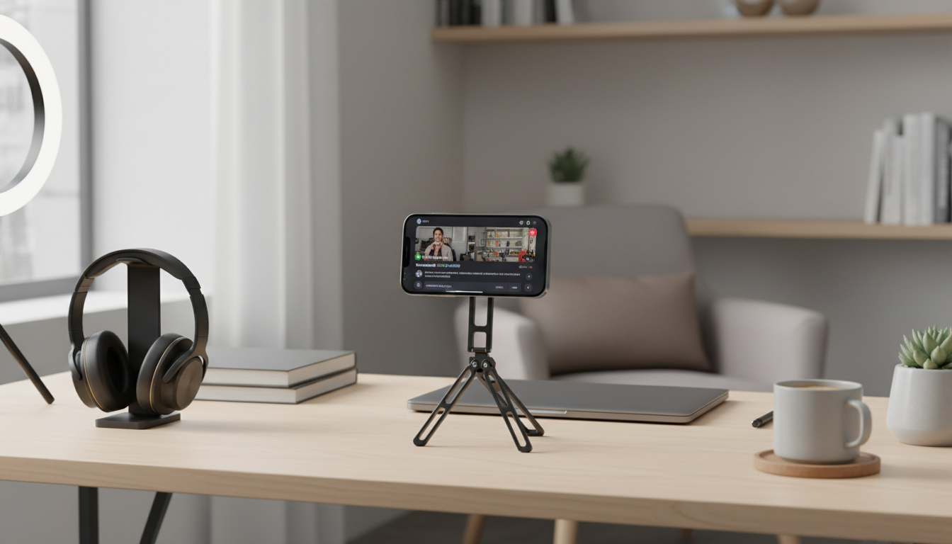 Triangular Magnetic Aluminum Phone Stand for Streaming