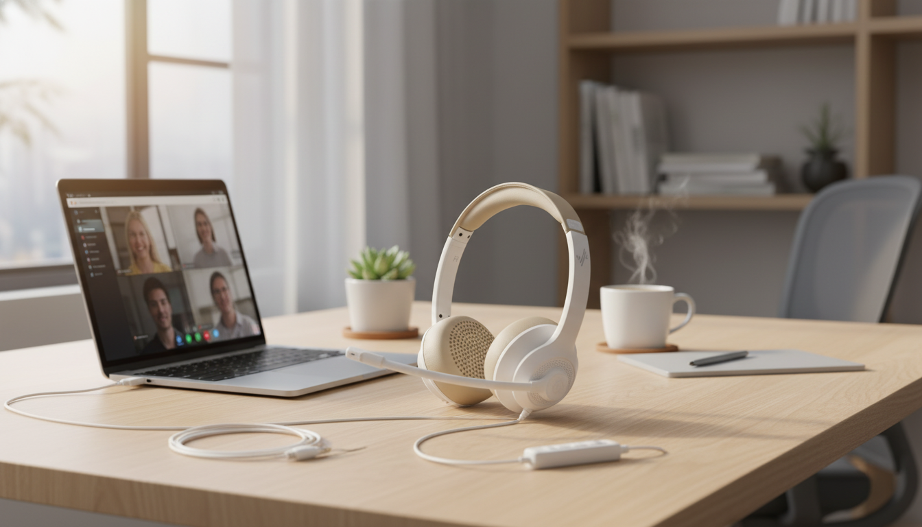 USB Wired Headset: Noise-Canceling Mic + In-Line Controls