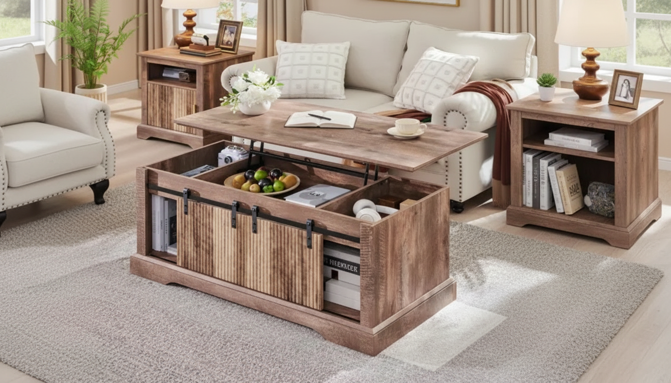 46-Inch Modern Lift-Top Coffee Table With Hidden Storage