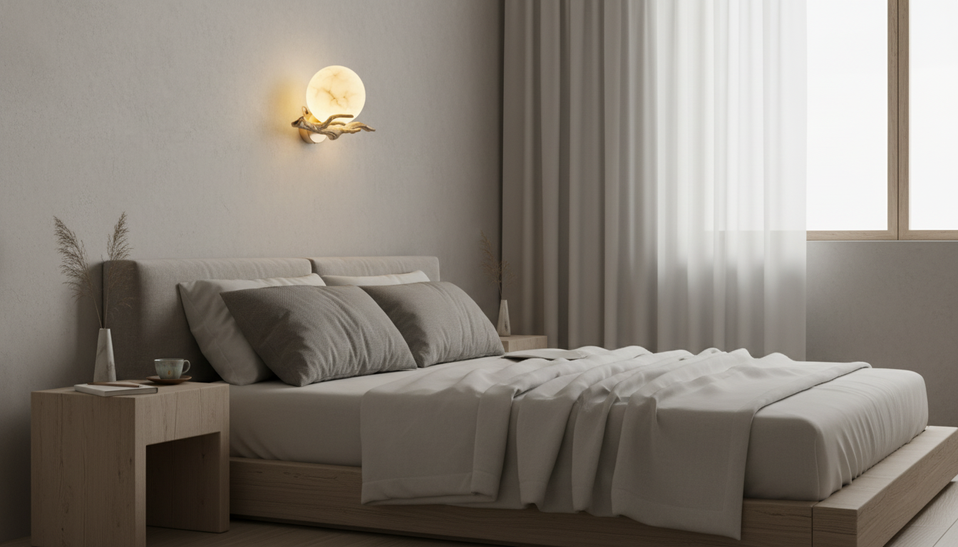 Copper & Marble Wabi-Sabi Wall Lamp for Zen Glow