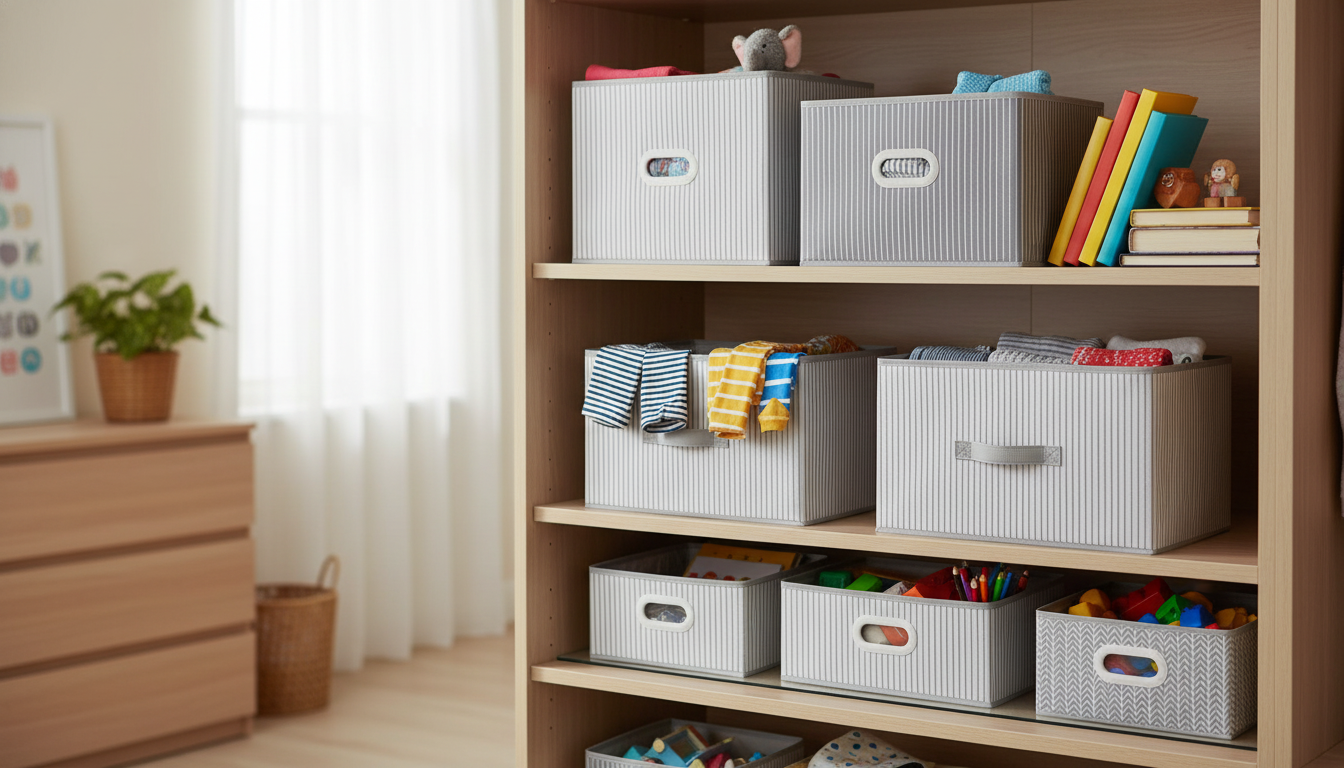 Foldable Non-Woven Storage Box for Clothes, Toys & Books