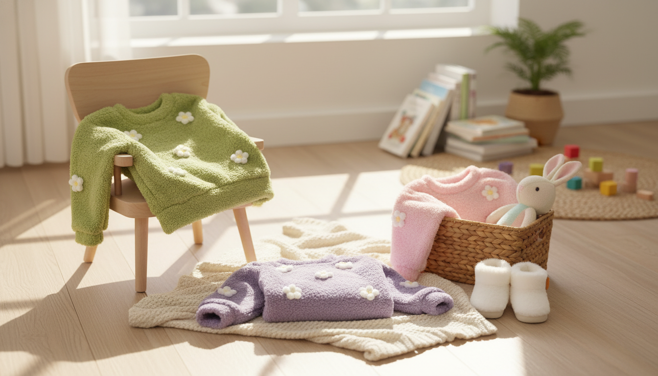 Fuzzy Flower Plush Sweatshirt for Toddler Girls