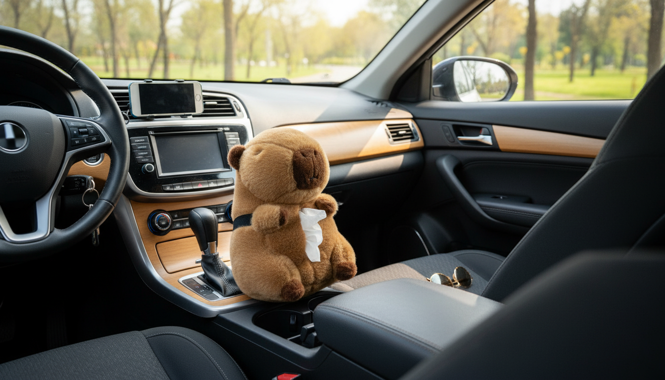 Plush Capybara Tissue Holder for Car & Countertop